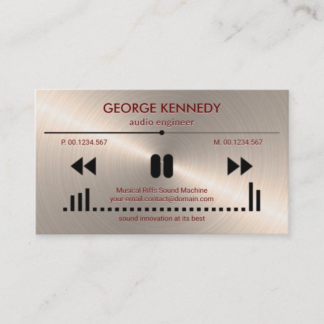 Imitate Silver Audio Display Emboss Letters DJ Visitenkarte (Vorderseite)