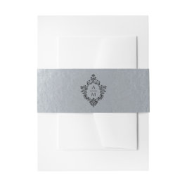 Imitate Silver Black Wappen Vintag Elegantes Monog Einladungsbanderole