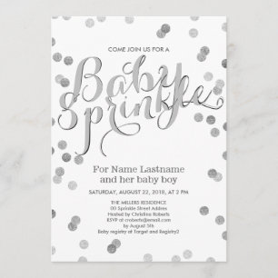 Imitate Silver Confetti Modern Baby Sprinkle Einla Einladung