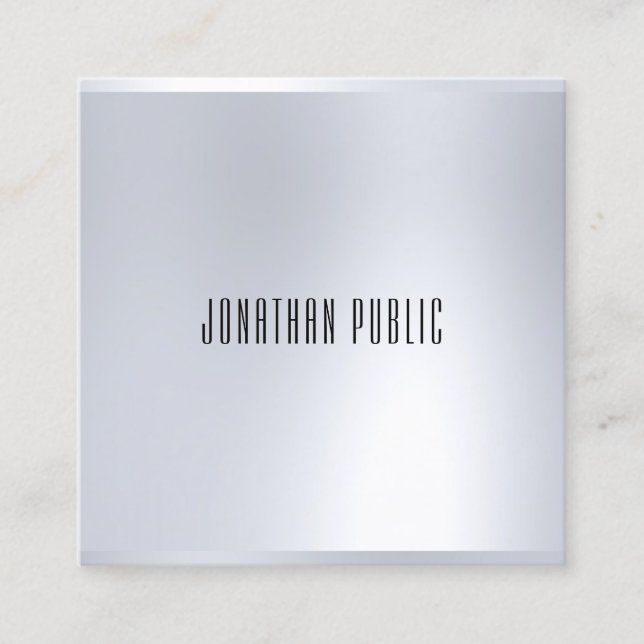 Imitate Silver Elegante Moderne glamouröse Vorlage Quadratische Visitenkarte (Vorderseite)