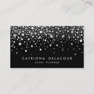 Imitate Silver Foil Confetti   Black Business Card Visitenkarte