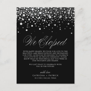 Imitate Silver Foil Confetti Black Wedding Ankündigungspostkarte