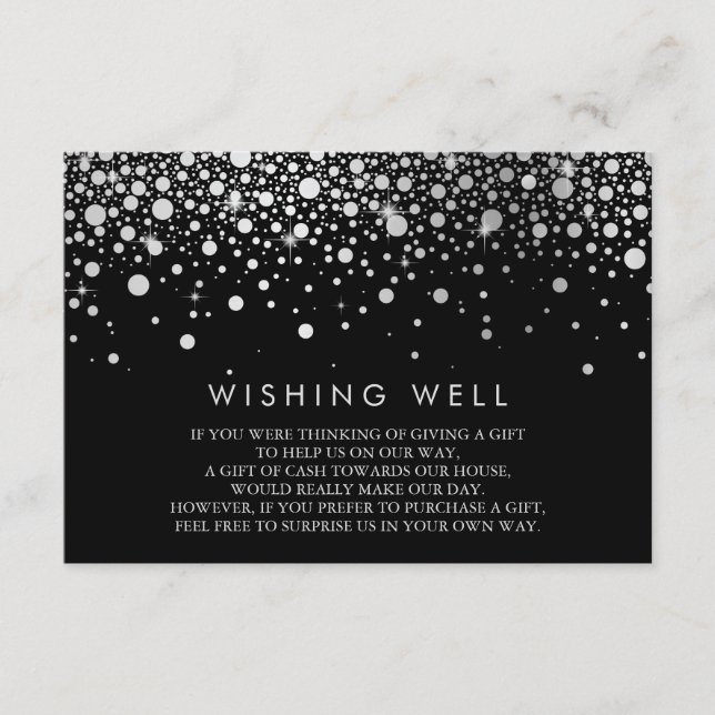 Imitate Silver Foil Confetti Black Wunschwell Card Begleitkarte (Vorderseite)