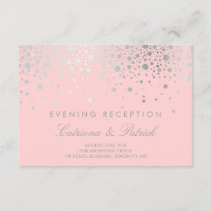 Imitate Silver Foil Confetti Blush Empfang Card Begleitkarte