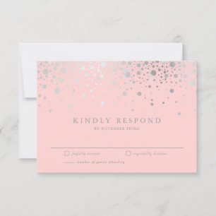 Imitate Silver Foil Confetti Blush RSVP Card