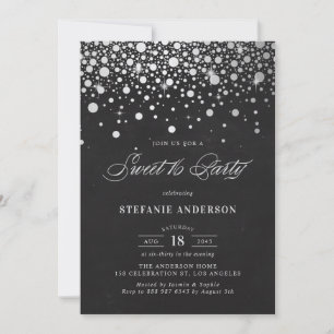 Imitate Silver Foil Confetti Chalkboard 16 . Gebur Einladung