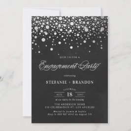 Imitate Silver Foil Confetti Chalkboard Verlobung Einladung