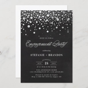 Imitate Silver Foil Confetti Chalkboard Verlobung Einladung