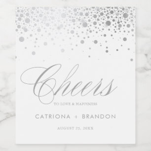 Imitate Silver Foil Confetti Dots Cheers Hochzeit Weinetikett