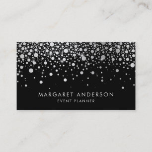 Imitate Silver Foil Confetti Dots Moderne Schwarz Visitenkarte
