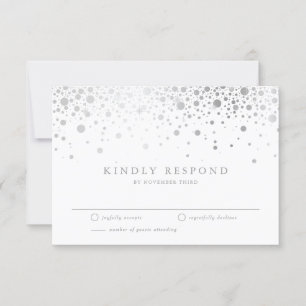 Imitate Silver Foil Confetti Dots Wedding RSVP Car