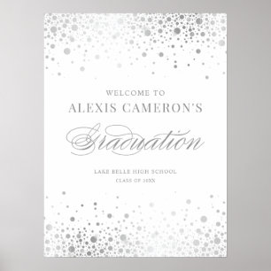 Imitate Silver Foil Confetti Graduation Party Will Poster