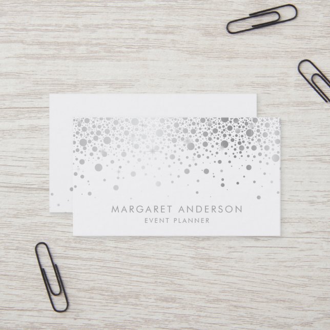 Imitate Silver Foil Confetti Modern Business Card Visitenkarte (Vorderseite/Rückseite Beispiel)