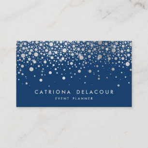 Imitate Silver Foil Confetti   Navy Business Card Visitenkarte