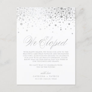 Imitate Silver Foil Confetti White Wedding Ankündigungspostkarte