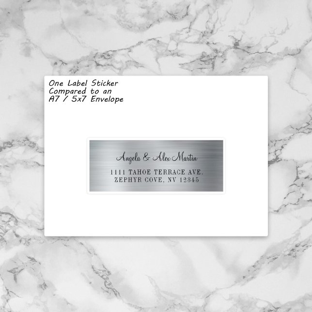 Imitate Silver Foil individuelle Hochzeitsplattfor Aufkleber (1 Sample Address Label on A7 Envelope)