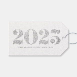 Imitate Silver Glitzer 2022 Typografie glücklich  Geschenkanhänger