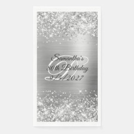 Imitate Silver Glitzer and Foil 80. Geburtstag Serviette