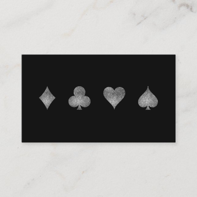 Imitate Silver Glitzer Casino Gaming Business Card Visitenkarte (Vorderseite)