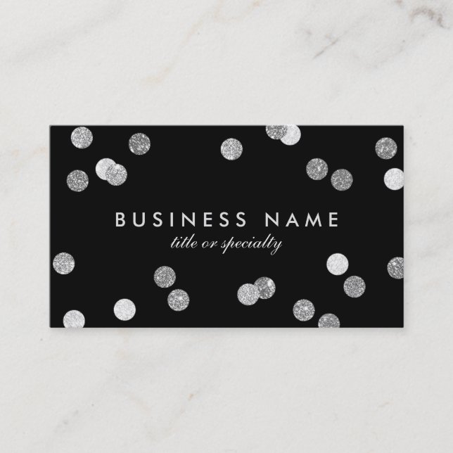 Imitate Silver Glitzer Confetti Black Business Car Visitenkarte (Vorderseite)