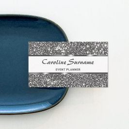 Imitate Silver Glitzer Grau Glitzer Event Planner Visitenkarte