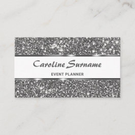 Imitate Silver Glitzer Grau Glitzer Event Planner Visitenkarte