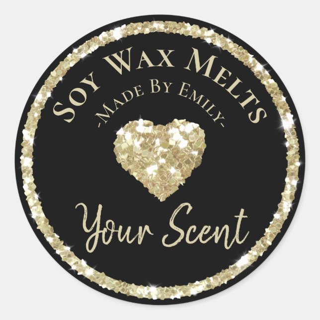 Imitate Silver Glitzer Label hausgemachte Sojabohn Runder Aufkleber (Vorderseite)