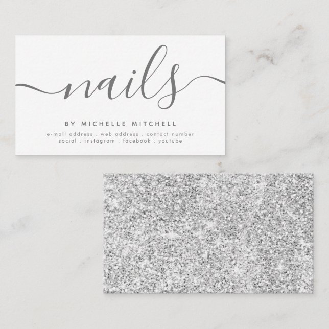 Imitate Silver Glitzer Nail Technischer Leiter Wei Visitenkarte (Vorne/Hinten)