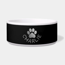 Imitate Silver Glitzer Pawprint Individuelle Name