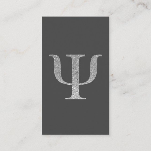 Imitate Silver Glitzer Psi Symbol Business Card Visitenkarte (Vorderseite)