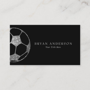 Imitate Silver Glitzer Soccer Ball Business Card Visitenkarte