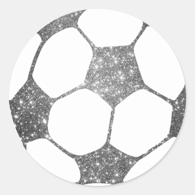 Imitate Silver Glitzer Soccer Ball Sticker (Vorderseite)