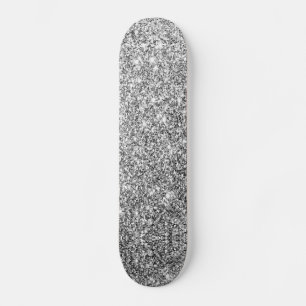 Imitate Silver Glitzer Sparkle Shine Skateboard