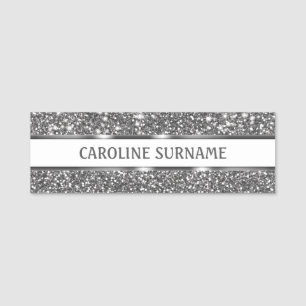 Imitate Silver Glitzer Textur Look & Custom Text Namensschild