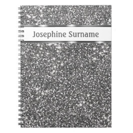 Imitate Silver Glitzer Textur Look & Custom Text Notizblock