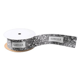 Imitate Silver Glitzer Textur Look & Custom Text Satinband