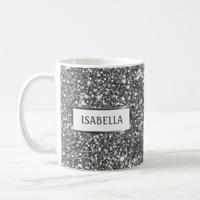 Imitate Silver Glitzer Textur Look & Individuelle  Kaffeetasse (Links)