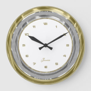 Imitate Silver & Gold Border - kundenspezifischer  Große Wanduhr