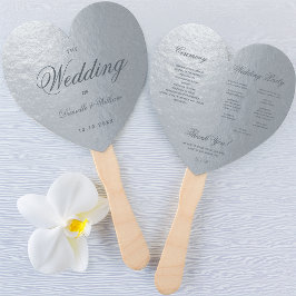 Imitate Silver Gray Calligraphy Heart Wedding Prog Fächer