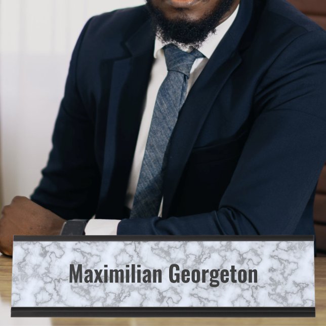 Imitate Silver Gray Marble - Neutral für jedes Bür Schreibtischnamensplakette (Faux Silver Gray Marble - Neutral for any office Desk Name Plate by Office Accessories Shop)