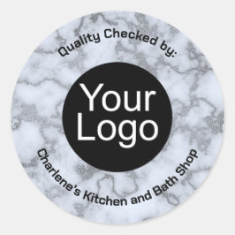 Imitate Silver Gray Marmor Runder Aufkleber