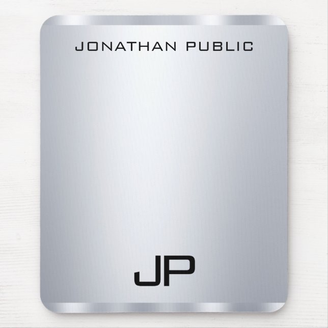 Imitate Silver Metallic Look Monogram Vertikal Mousepad (Vorne)