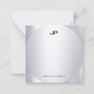 Imitate Silver Monogram Personalisierte Elegant-Vo Mitteilungskarte