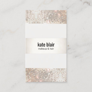 Imitate Silver Sequin Stripes Beauty Salon Visitenkarte