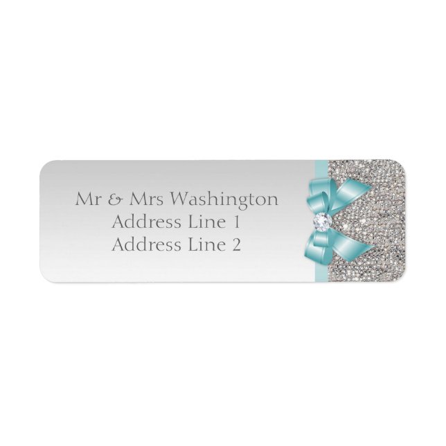 Imitate Silver Sequins Aquamarin Blue Bow und Diam (Vorne)