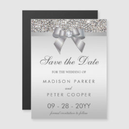 Imitate Silver Sequins Bow Hochzeit Magneteinladung