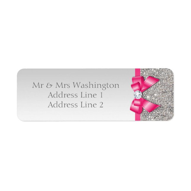 Imitate Silver Sequins Hot Pink Bow und Diamond (Vorne)