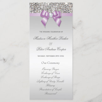 Imitate Silver Sequins Lilac Bow Wedding Program Programm