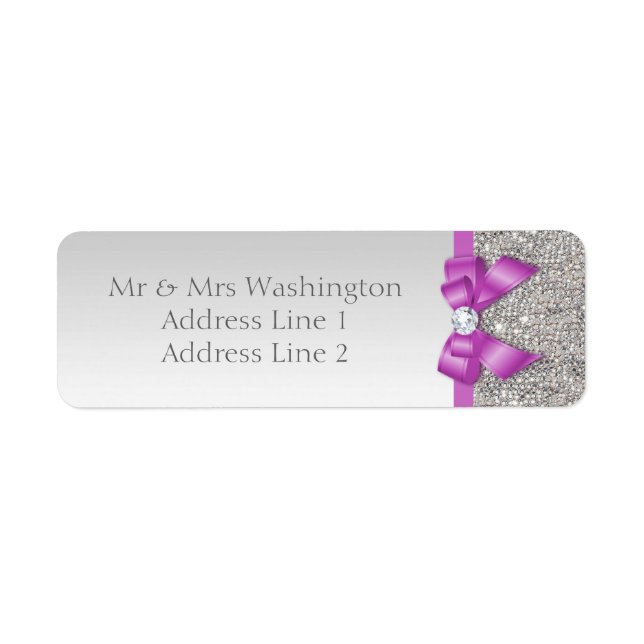 Imitate Silver Sequins Radiant Orchid Bow und Diam (Vorne)