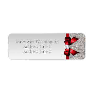 Imitate Silver Sequins Red Bow und Diamond